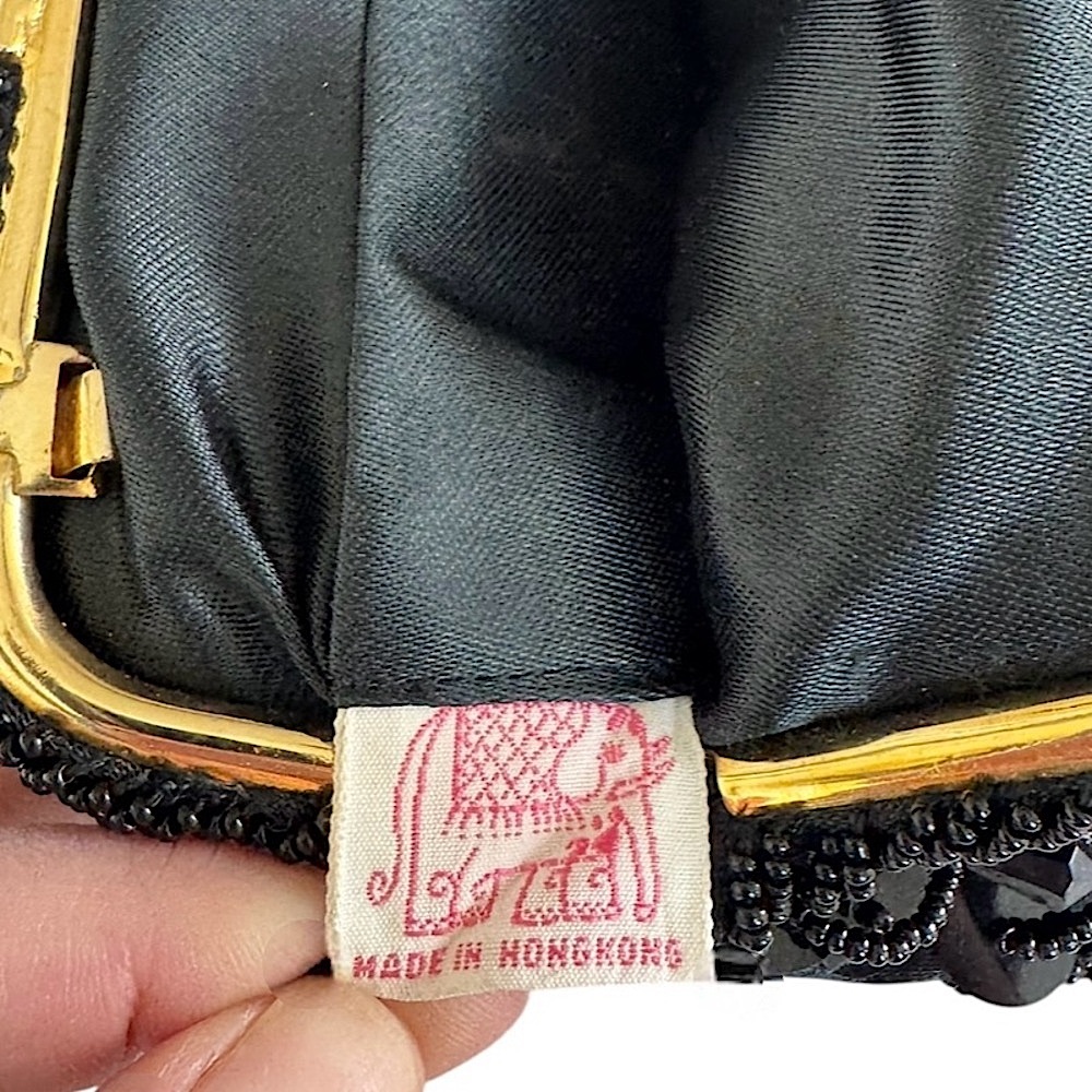 Vintage Beaded Sequined Evening Bag Black - Picture 6 of 6
